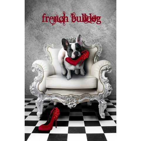 French Bulldog White Modern Wood Framed Art Print by Babette