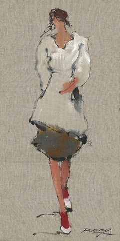 BERNICE White Modern Wood Framed Art Print with Double Matting by Shenli
