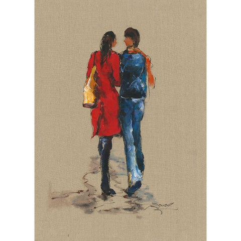 CITY WALK Black Modern Wood Framed Art Print by Shenli