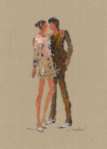 TOM AND KATE Black Ornate Wood Framed Art Print with Double Matting by Shenli
