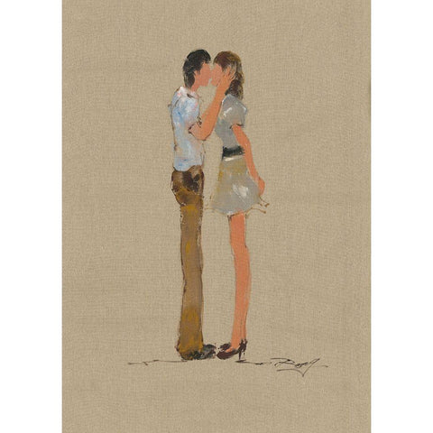 TENDER KISS White Modern Wood Framed Art Print by Shenli