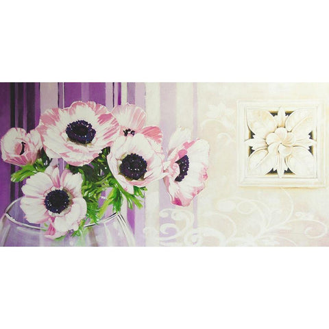 PRETTY FLOWERS II Black Modern Wood Framed Art Print with Double Matting by Warminski