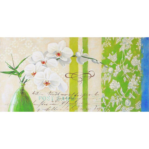 Floral GREETINGS I White Modern Wood Framed Art Print by Warminski