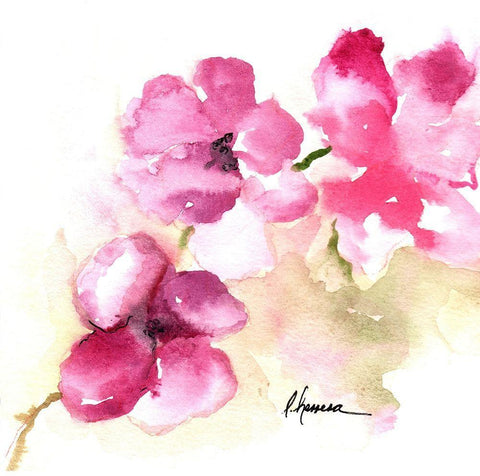 WATERCOLOR POPPIES III White Modern Wood Framed Art Print with Double Matting by Herrera, Leticia