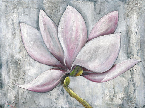 PINK MAGNOLIA White Modern Wood Framed Art Print with Double Matting by Withaar, Rian