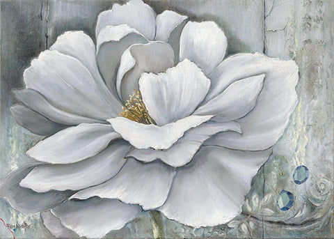 FLOWER DREAM White Modern Wood Framed Art Print with Double Matting by Withaar, Rian