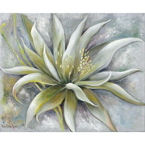 GREEN FLOWER White Modern Wood Framed Art Print by Withaar, Rian