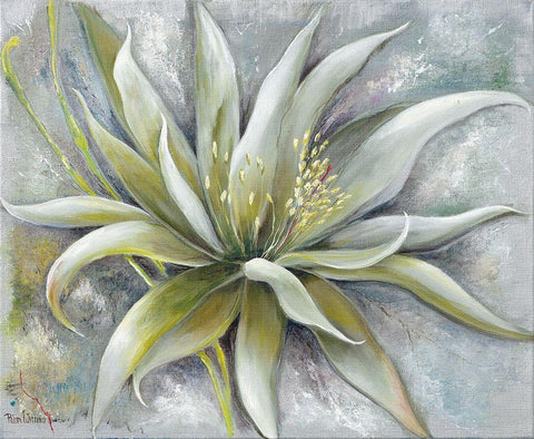 GREEN FLOWER Black Ornate Wood Framed Art Print with Double Matting by Withaar, Rian