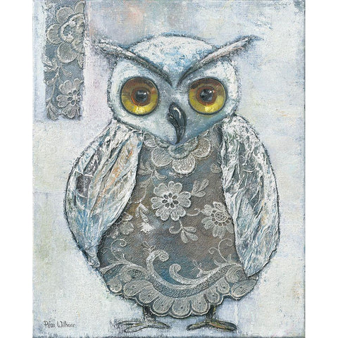 LACE OWL II Black Modern Wood Framed Art Print with Double Matting by Withaar, Rian