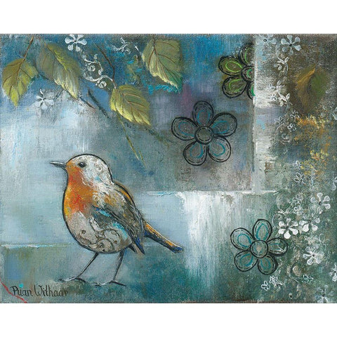 FLOWER BIRD II Gold Ornate Wood Framed Art Print with Double Matting by Withaar, Rian