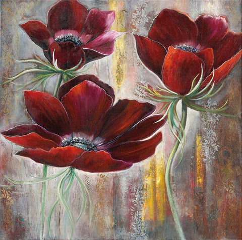FLOWER DANCE White Modern Wood Framed Art Print with Double Matting by Withaar, Rian