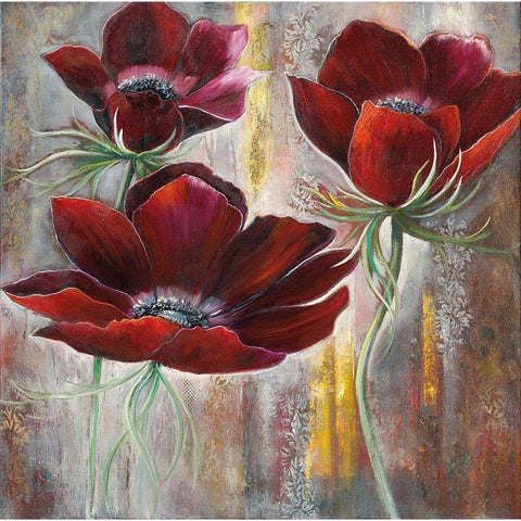 FLOWER DANCE Black Modern Wood Framed Art Print with Double Matting by Withaar, Rian
