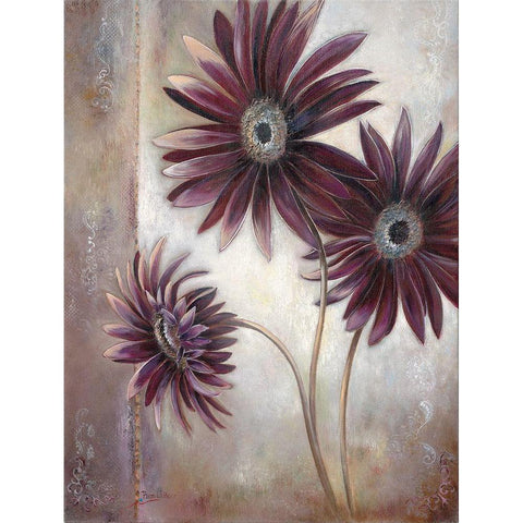 THREE FLOWERS Black Modern Wood Framed Art Print by Withaar, Rian