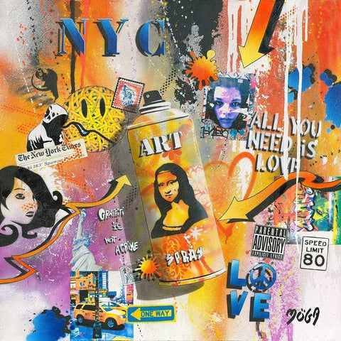 ART SPRAY GRAFFITY Black Modern Wood Framed Art Print with Double Matting by Moega