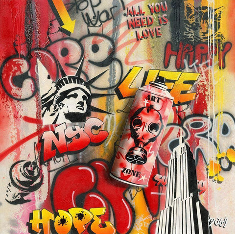 ART ZONE GRAFFITY Black Ornate Wood Framed Art Print with Double Matting by Moega