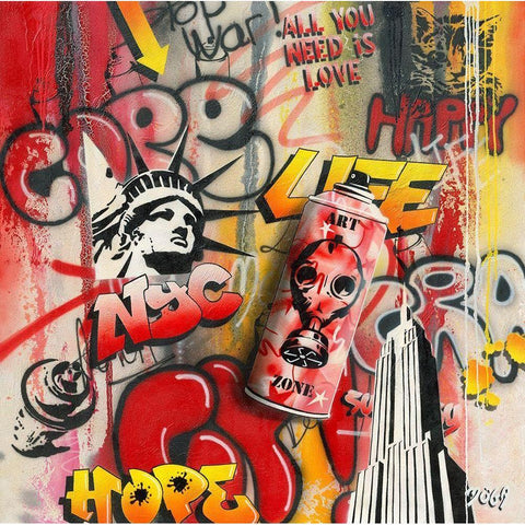 ART ZONE GRAFFITY Black Modern Wood Framed Art Print with Double Matting by Moega