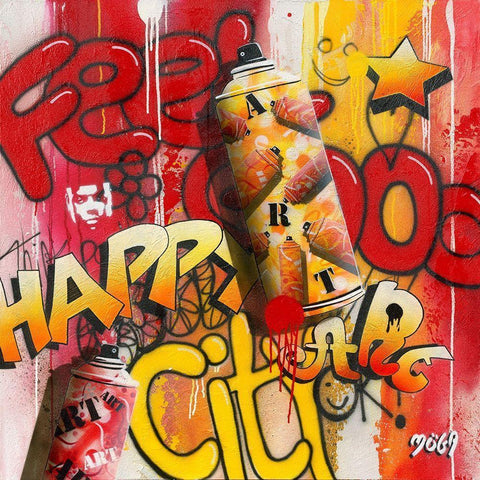 FEEL GOOD GRAFFITY White Modern Wood Framed Art Print by Moega