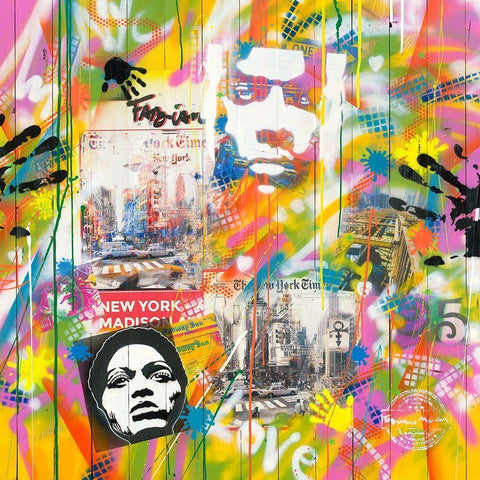 NY GRAFFITY White Modern Wood Framed Art Print by Moega