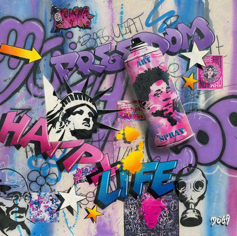 POP GRAFFITY White Modern Wood Framed Art Print with Double Matting by Moega