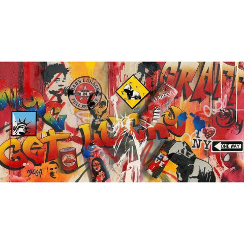 GET LUCKY GRAFFITY Black Modern Wood Framed Art Print with Double Matting by Moega