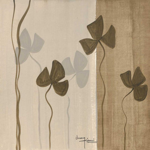 Dancing Leaves I Black Ornate Wood Framed Art Print with Double Matting by Kikani, Umang