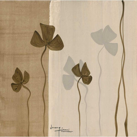 Dancing Leaves II Black Modern Wood Framed Art Print with Double Matting by Kikani, Umang