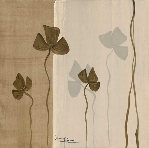 Dancing Leaves II White Modern Wood Framed Art Print with Double Matting by Kikani, Umang