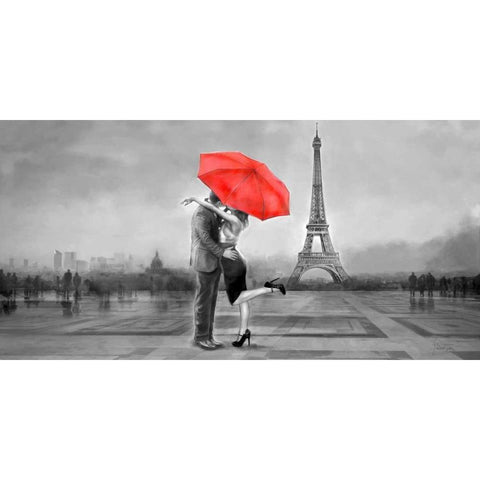 B+W Paris Love Black Modern Wood Framed Art Print by Tarin, Michael