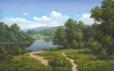 Quiet waters White Modern Wood Framed Art Print with Double Matting by Babichev