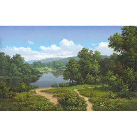 Quiet waters Black Modern Wood Framed Art Print with Double Matting by Babichev