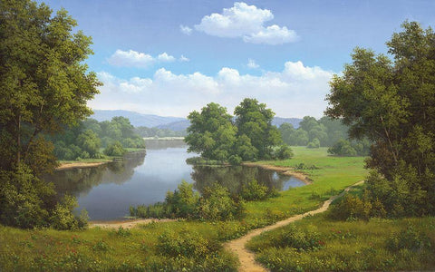 Calming view White Modern Wood Framed Art Print with Double Matting by Babichev