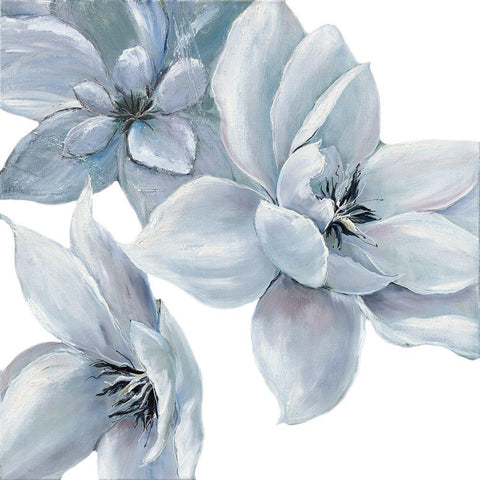 BLUE SATIN I White Modern Wood Framed Art Print with Double Matting by Withaar, Rian