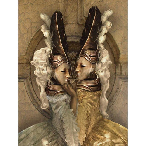 Bal Du Mask 5 Gold Ornate Wood Framed Art Print with Double Matting by Babette