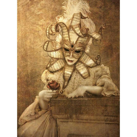 Bal Du Mask 6 Gold Ornate Wood Framed Art Print with Double Matting by Babette