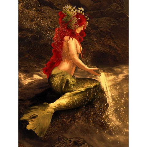 Mermaid Play White Modern Wood Framed Art Print by Babette