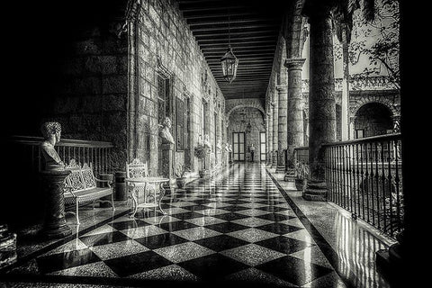 Church Hallway White Modern Wood Framed Art Print with Double Matting by Kostka, Vladimir