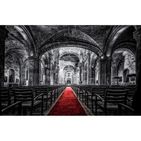 Church in Cuba Red Black Modern Wood Framed Art Print with Double Matting by Kostka, Vladimir