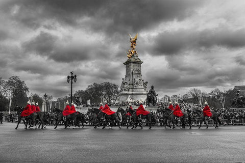 London Guards White Modern Wood Framed Art Print with Double Matting by Kostka, Vladimir