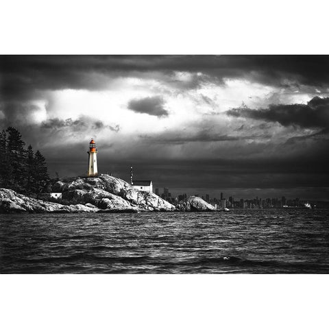 LIGHTHOUSE Black Modern Wood Framed Art Print with Double Matting by Kostka, Vladimir