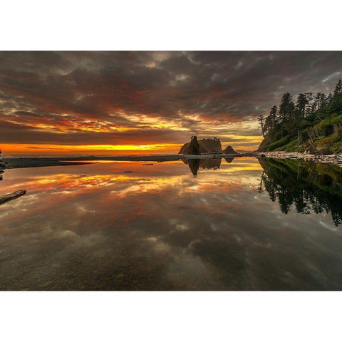 SUNSET LAKE Black Modern Wood Framed Art Print by Kostka, Vladimir
