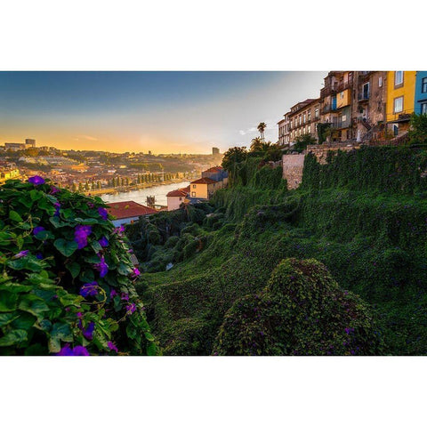 PORTO GARDENS Gold Ornate Wood Framed Art Print with Double Matting by Kostka, Vladimir