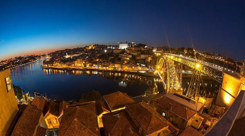 PORTO VIEW Black Ornate Wood Framed Art Print with Double Matting by Kostka, Vladimir