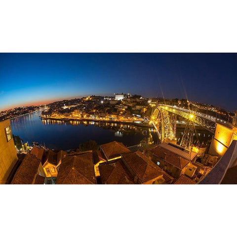 PORTO VIEW Black Modern Wood Framed Art Print by Kostka, Vladimir