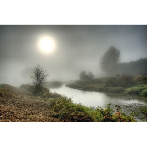 MISTY CREEK Black Modern Wood Framed Art Print with Double Matting by Kostka, Vladimir