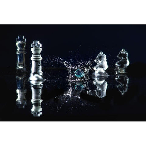WATER CHESS I Black Modern Wood Framed Art Print by Kostka, Vladimir