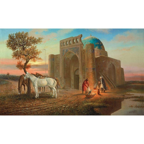 Mosque White Modern Wood Framed Art Print by Chairudinov, A.