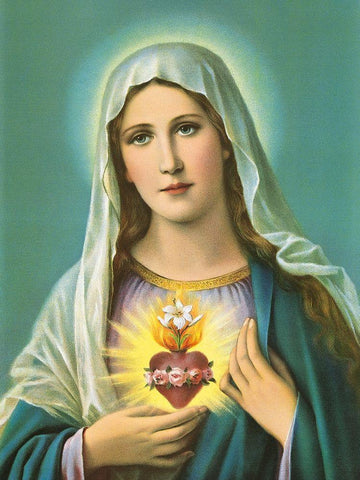 HL. HERZ MARIAE White Modern Wood Framed Art Print with Double Matting by Anonymous