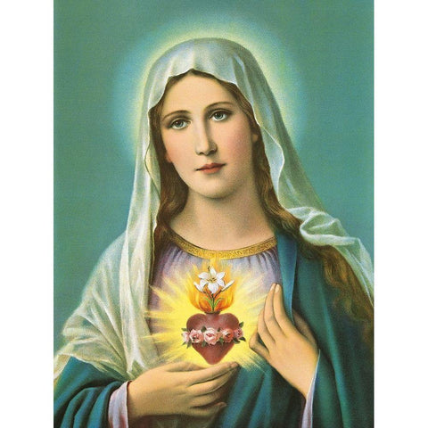 HL. HERZ MARIAE Gold Ornate Wood Framed Art Print with Double Matting by Anonymous