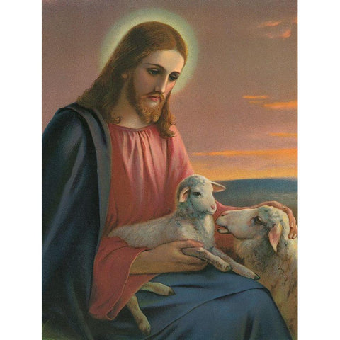 DER GUTE HIRTE White Modern Wood Framed Art Print by Anonymous