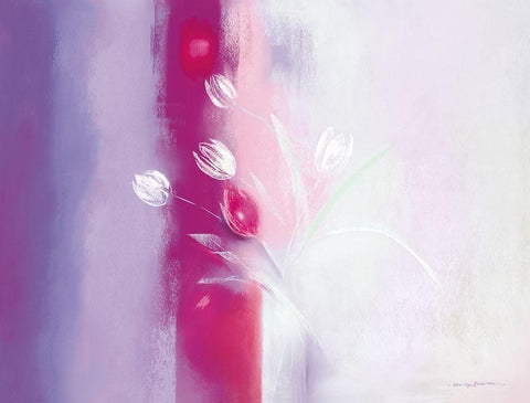 Floral ILLUSIONS I White Modern Wood Framed Art Print with Double Matting by Robertson, Marilyn